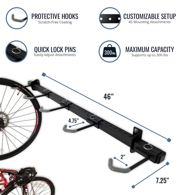 StoreYourBoard Bike Storage Rack â€“ Heavy Duty Garage Bike Rack for 5 Bicycles, Space-Saving Vertical Bike Rack, Adjustable Wall Bike Mount for Garage Organizer, Bicycle Hanger, Holds 300 lbs - Image 3